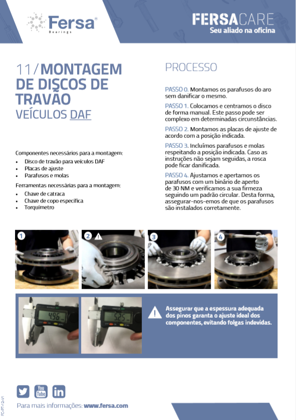 Informativos XII: Montagem de discos de freio para veículos DAF