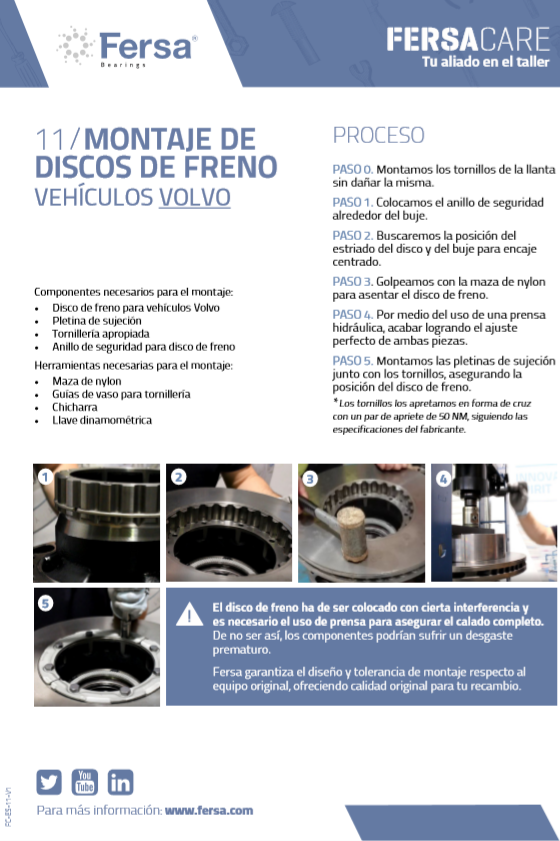 Píldoras informativas XI: Montaje de discos de freno para vehículos Volvo