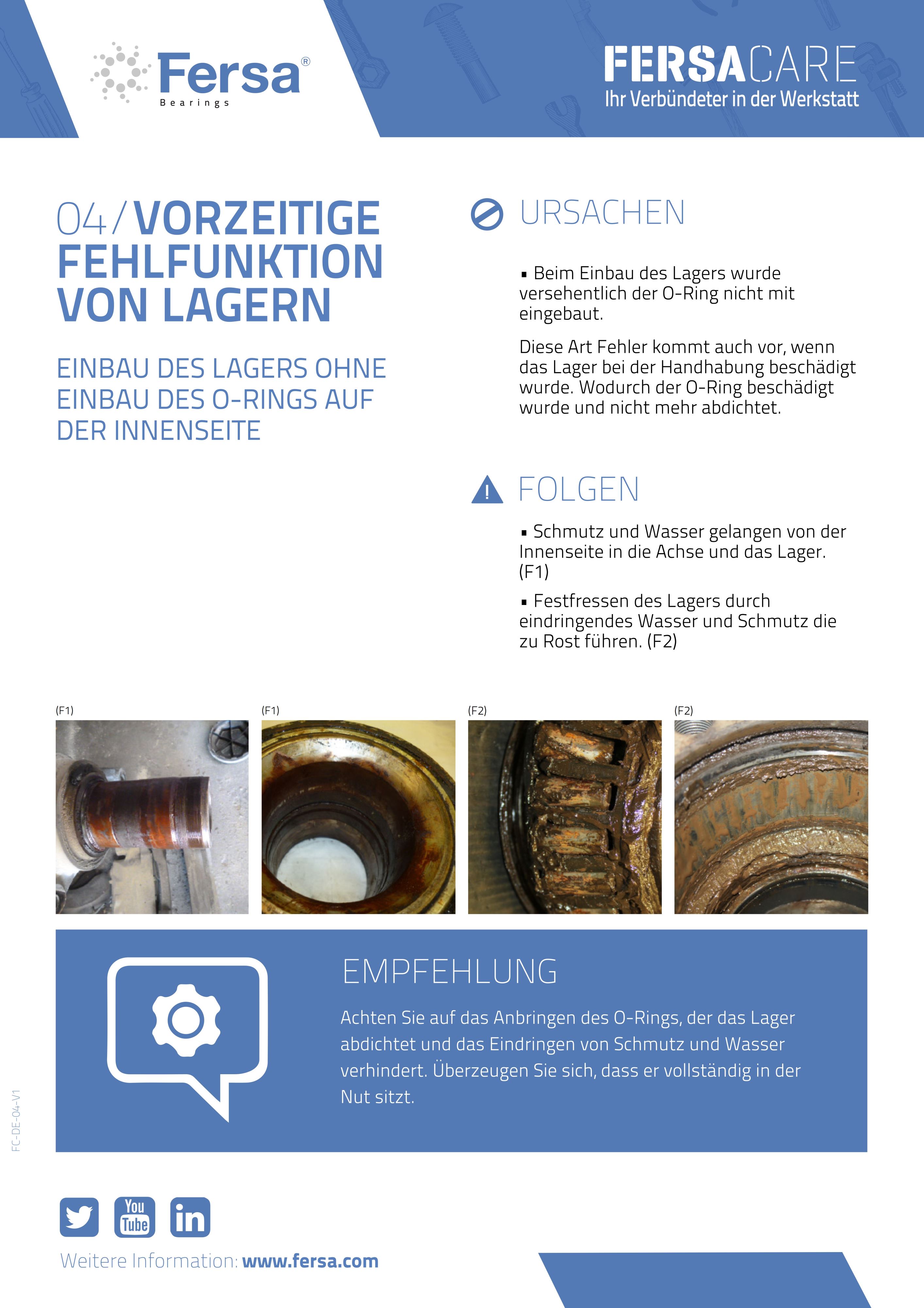 Informationspillen IV: vorzeitige Fehlfunktion von Lagern