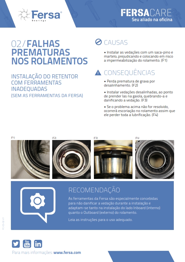 Informativos II: Falhas prematuras nos rolamientos