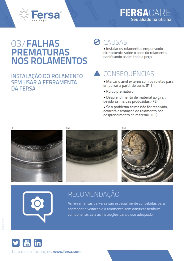 Informativos III: Falhas prematuras nos rolamientos