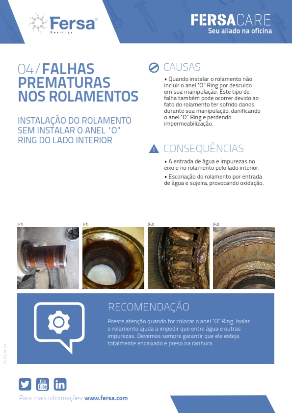 Informativos IV: Falhas prematuras nos rolamientos