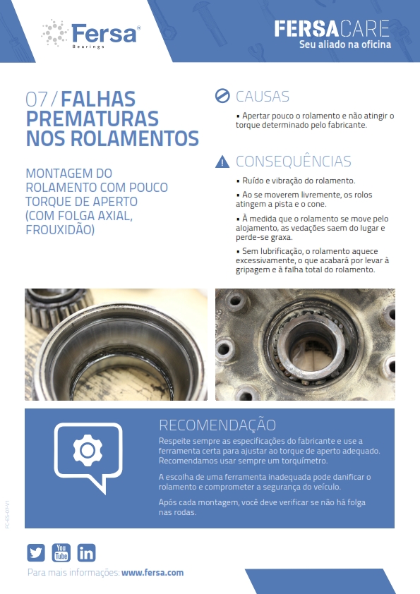 Informativos VII: Falhas prematuras nos rolamientos