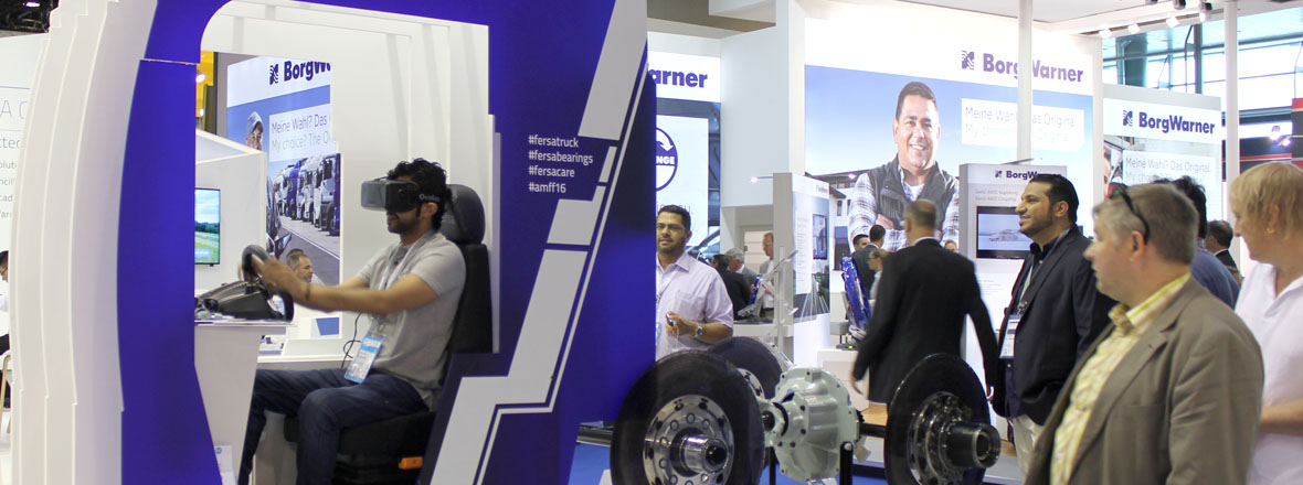 You can try our truck driving simulator at Hall 3.0 Stand B31. 